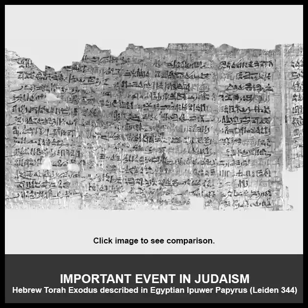 Important event in Judaism is the exodus event from Egypt known as Passover Ipuwer Papyrus Leiden 344